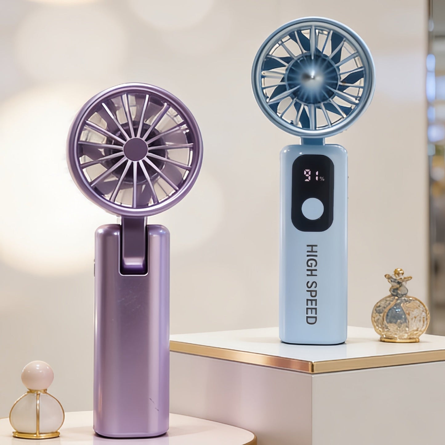 Damen tragbarer Mini-Ventilator mit digitaler Temperaturanzeige Brehn