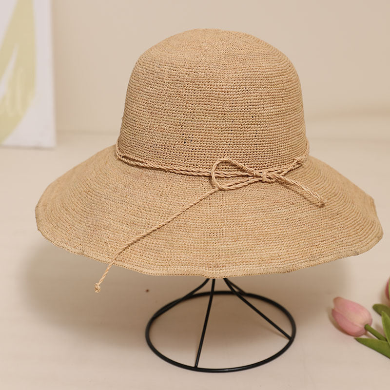 Damen Eleganter Strohhut mit verstellbarem Kordelzug Brehn