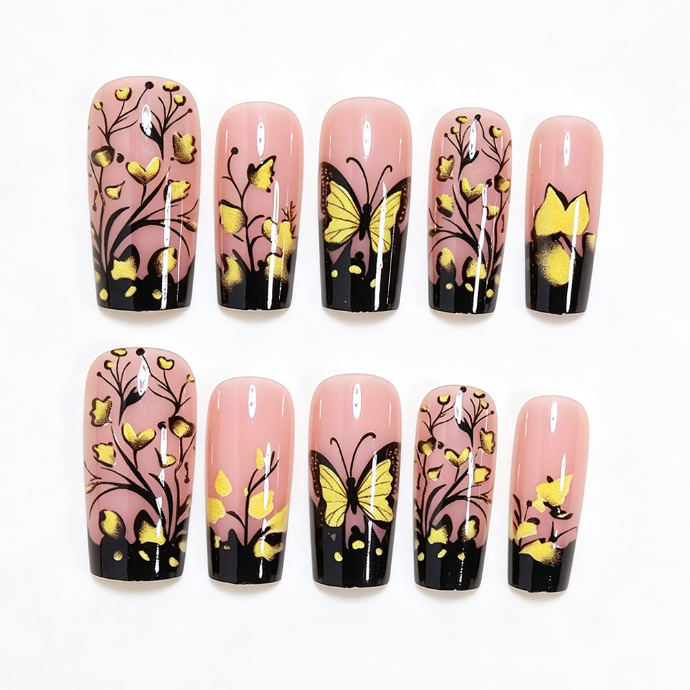 Schmetterlings-Blumen-Nagelkunst-Design Brehn