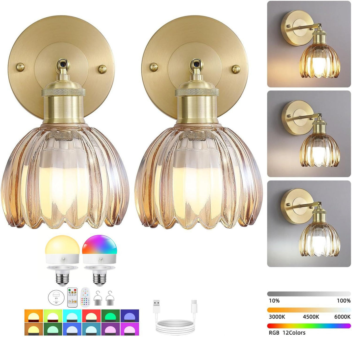 Elegante Glas Wandleuchte