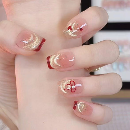 Künstlerische Herz-Themen Press-On Nagelkunst Brehn