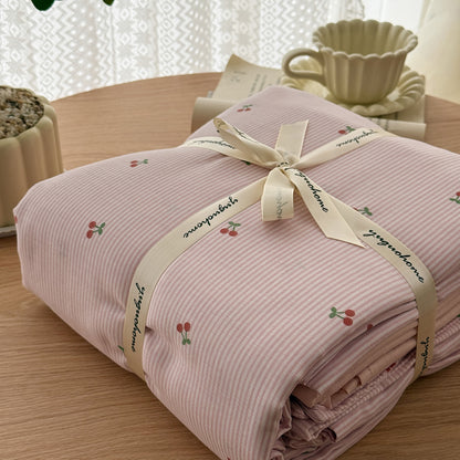 Blumenmuster Baumwolle-Leinen Bettbezug Geschenkset mit wendbarem Finish und tiefen Eckbändern