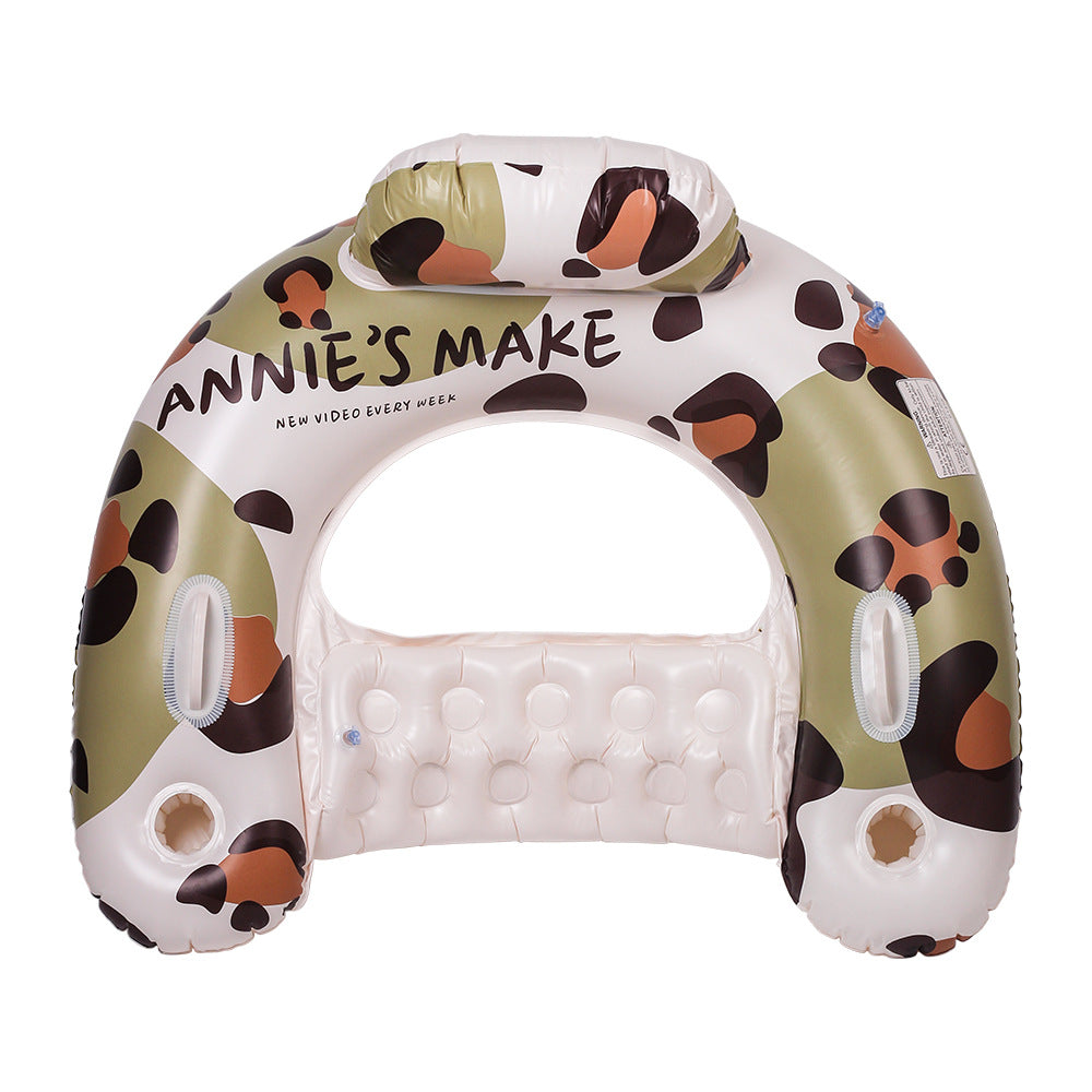 Unisex Aufblasbarer Leopard-Schwimmring mit integriertem Trinkhalter Brehn
