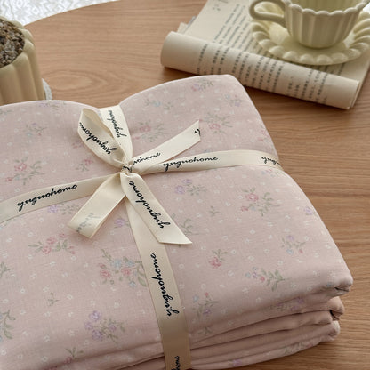 Blumenmuster Baumwolle-Leinen Bettbezug Geschenkset mit wendbarem Finish und tiefen Eckbändern