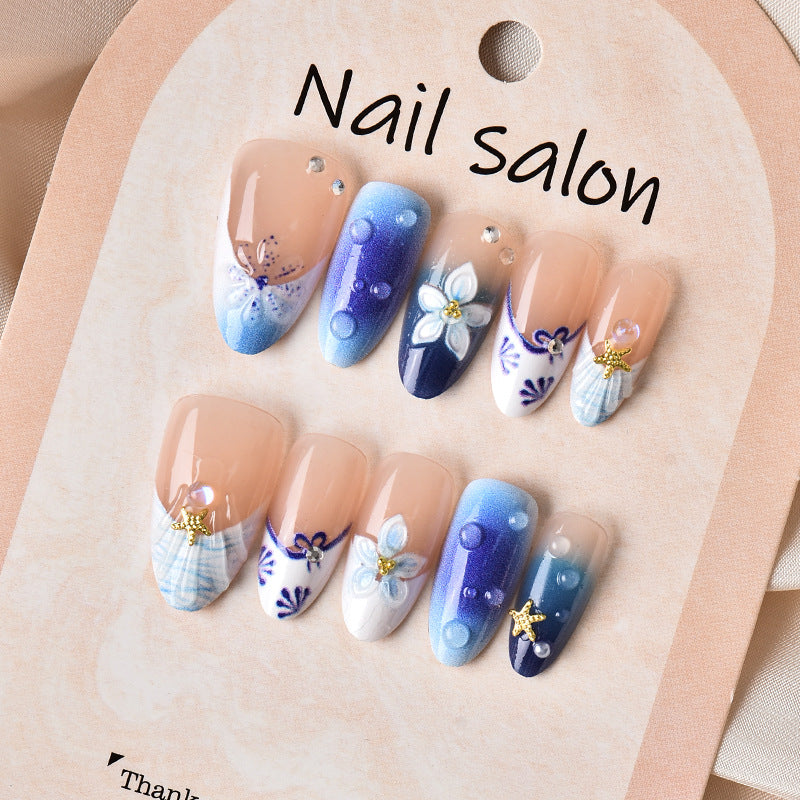 Künstlerisches florales Muster Press-On Nagelkunst Set Brehn