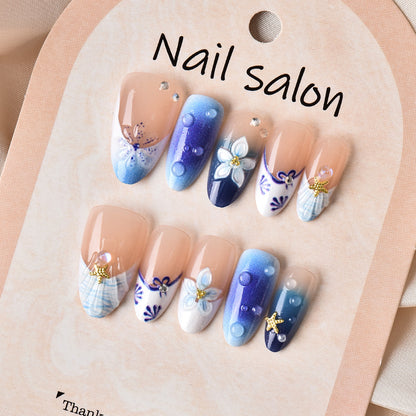 Künstlerisches florales Muster Press-On Nagelkunst Set Brehn