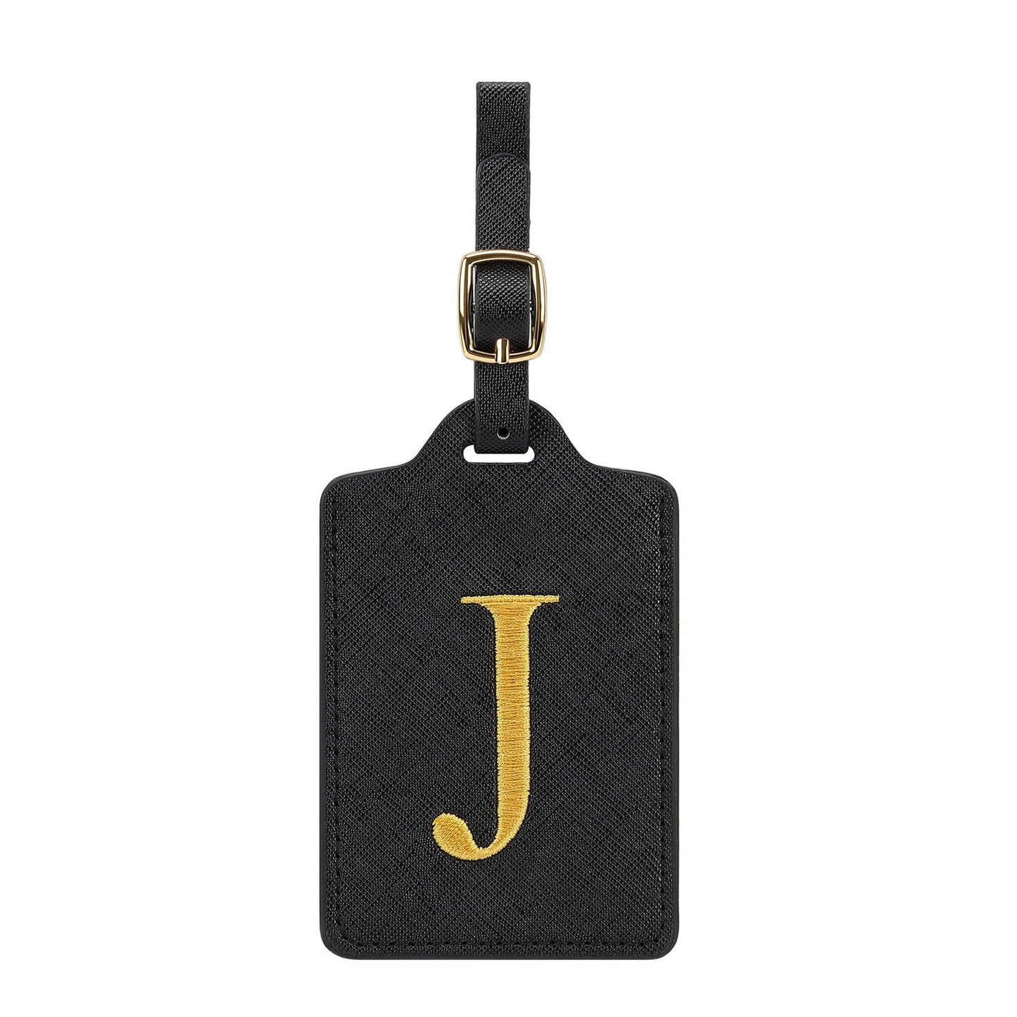 gesticktes Initialen-Monogramm-Leder-Gepäckanhänger mit verstellbarem Schnallenriemen Brehn