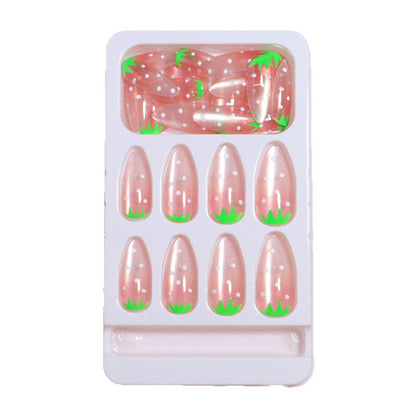 Erdbeer-inspiriertes künstlerisches Press-On-Nagelset Brehn