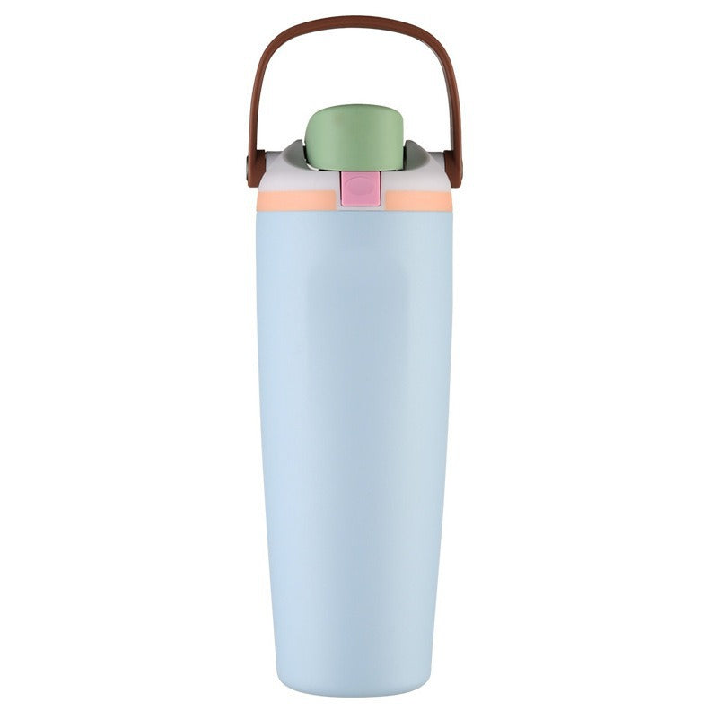Unisex nan doppelwandige Vakuum-Trinkflasche aus Edelstahl mit Einhand-Klickverschluss und Tragegriff Brehn