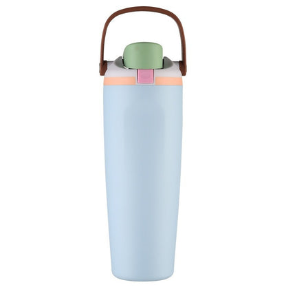 Unisex nan doppelwandige Vakuum-Trinkflasche aus Edelstahl mit Einhand-Klickverschluss und Tragegriff Brehn