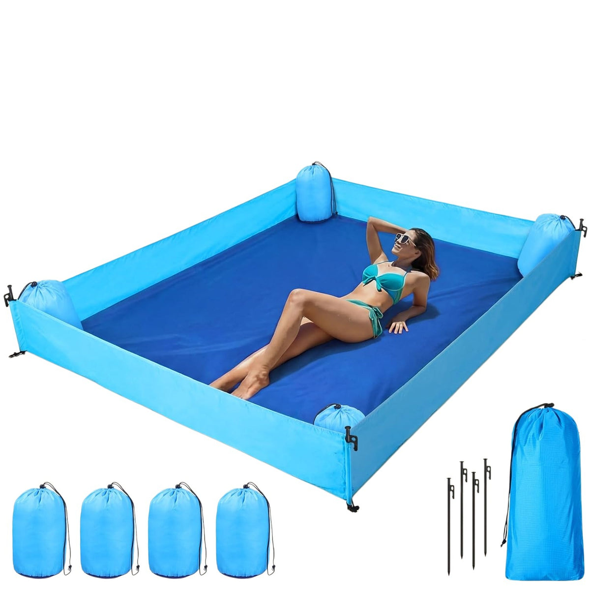 Vielseitige sandfreie Strandmatte mit Ankersystem Brehn