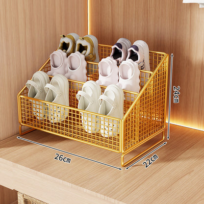 Kompakter gestufter Drahtgitter-Slipper- und Schuh-Organizer-Regal