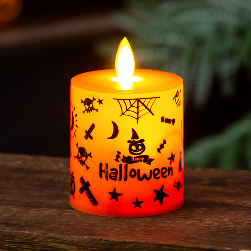 LED Dekorationskerze mit Halloween-Motiv