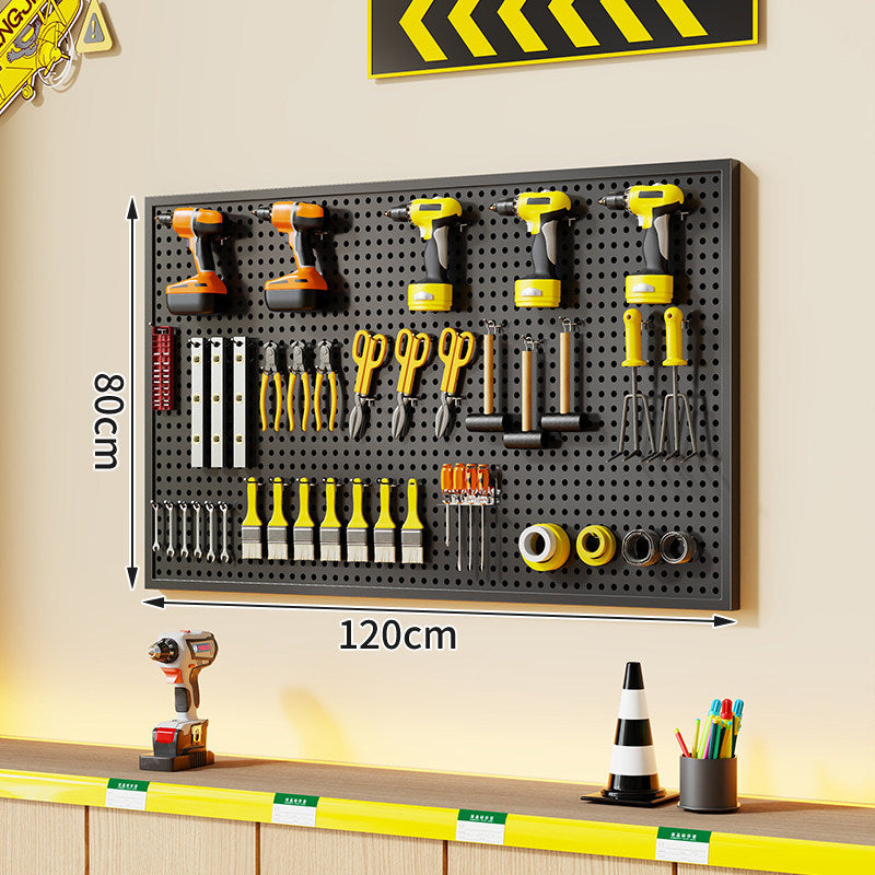 Wandmontierter perforierter Metallwerkzeug-Pegboard-Organizer mit Magnetstreifen und Mehrfachhaken
