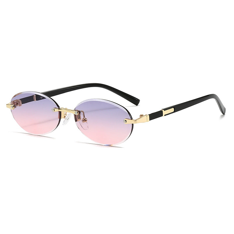 Damen modische ovale Sonnenbrille mit trendigem Metallrahmen Brehn