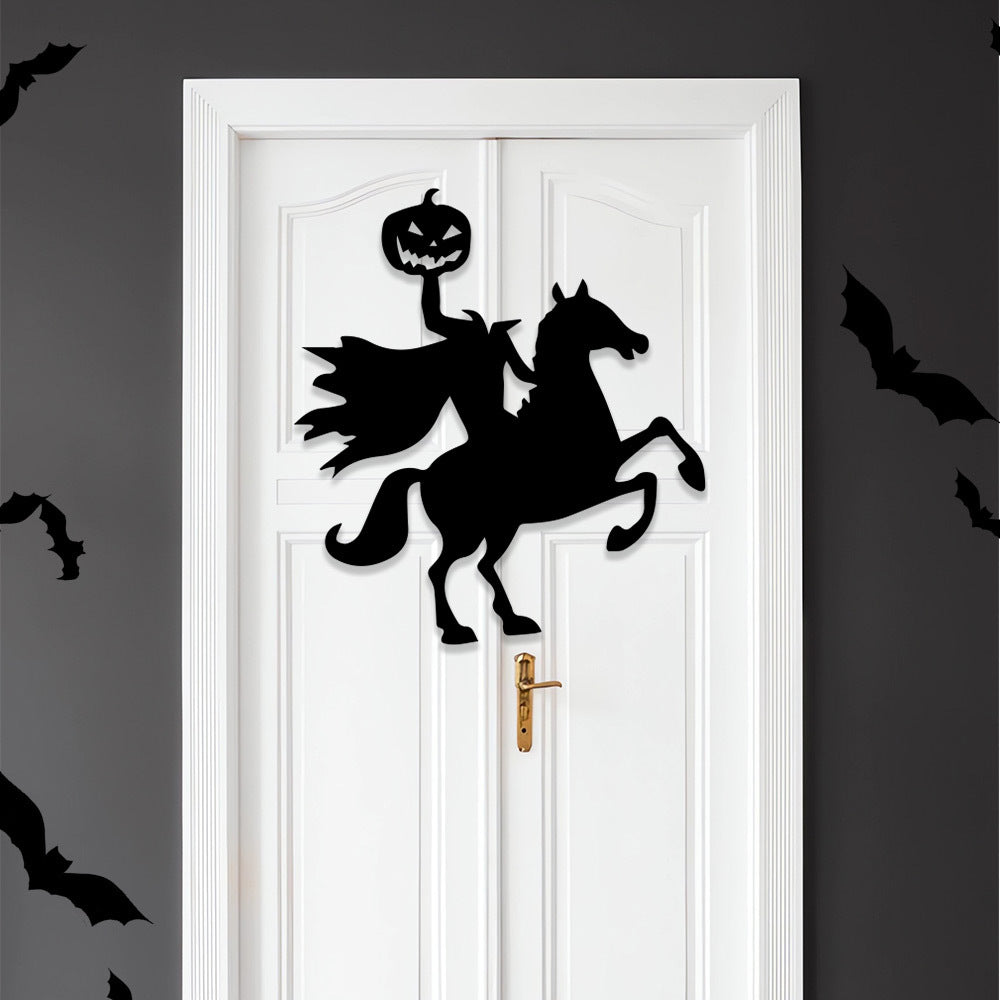 Großformatiger selbstklebender Wandsticker Grusel-Zombie mit Kürbis-Silhouette