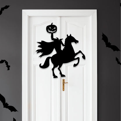Großformatiger selbstklebender Wandsticker Grusel-Zombie mit Kürbis-Silhouette