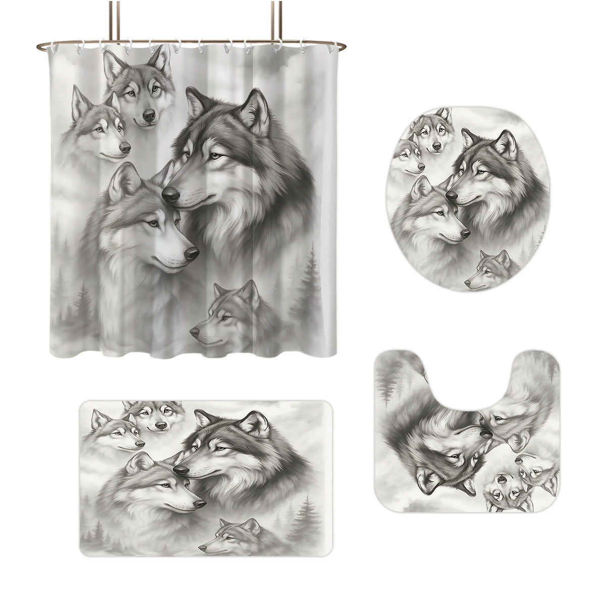 Hochauflösendes Wolf-Thema Badezimmer Dekor Set Brehn