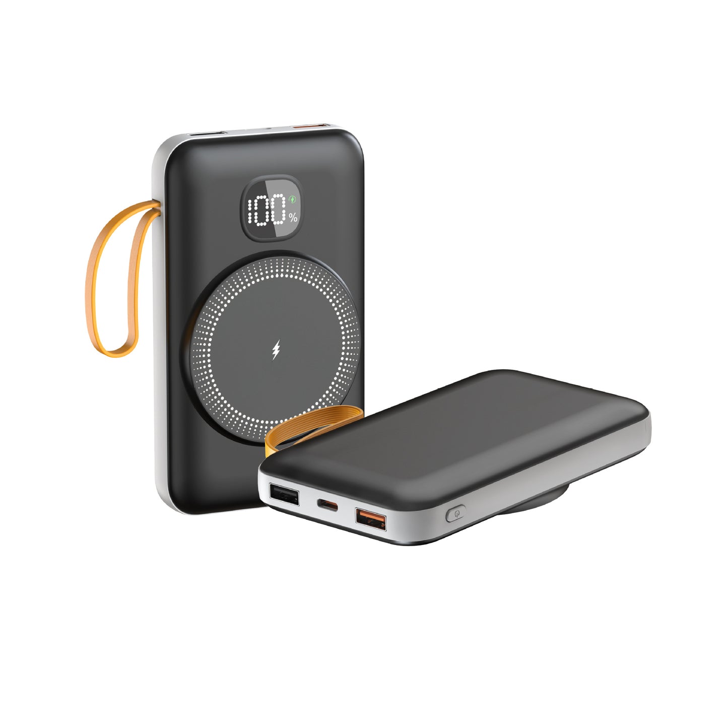 Tragbare Powerbank mit Integrierter Induktiver Schnellladefunktion und Led-Ladestandsanzeige Brehn
