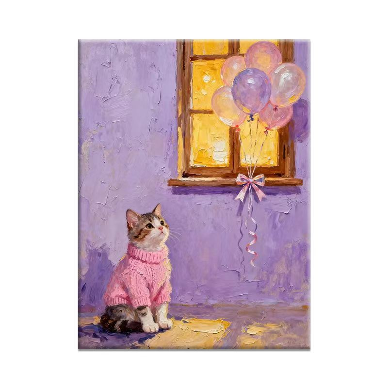Verspielte Katzenillustration Leinwandkunst Brehn