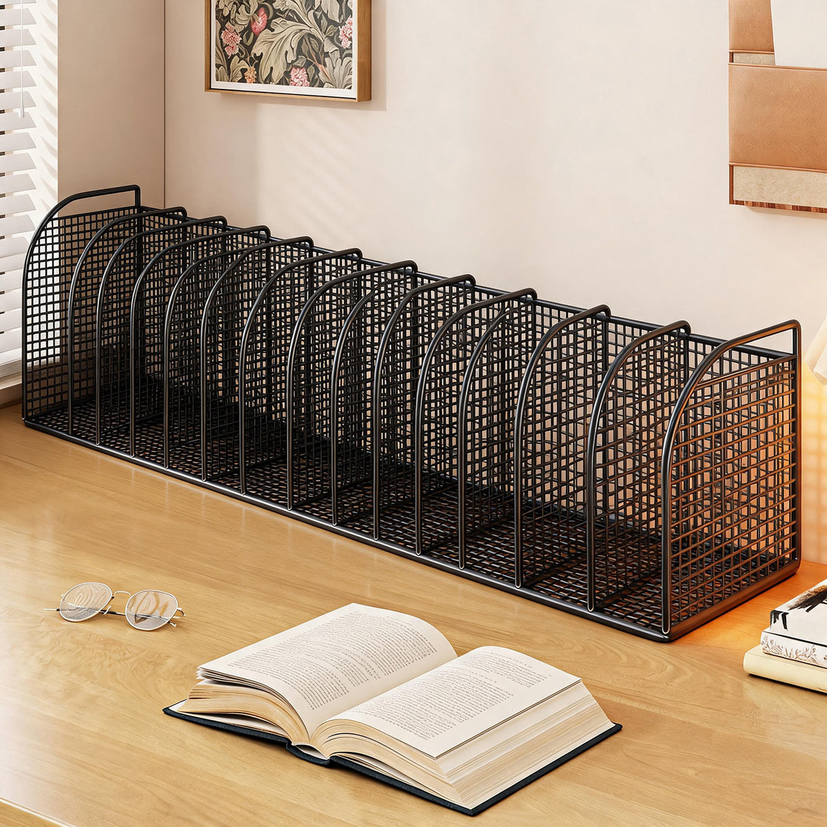 Mesh Desktop Multi-Compartment Datei- und Schreibwarenorganisator mit Stiftbecher