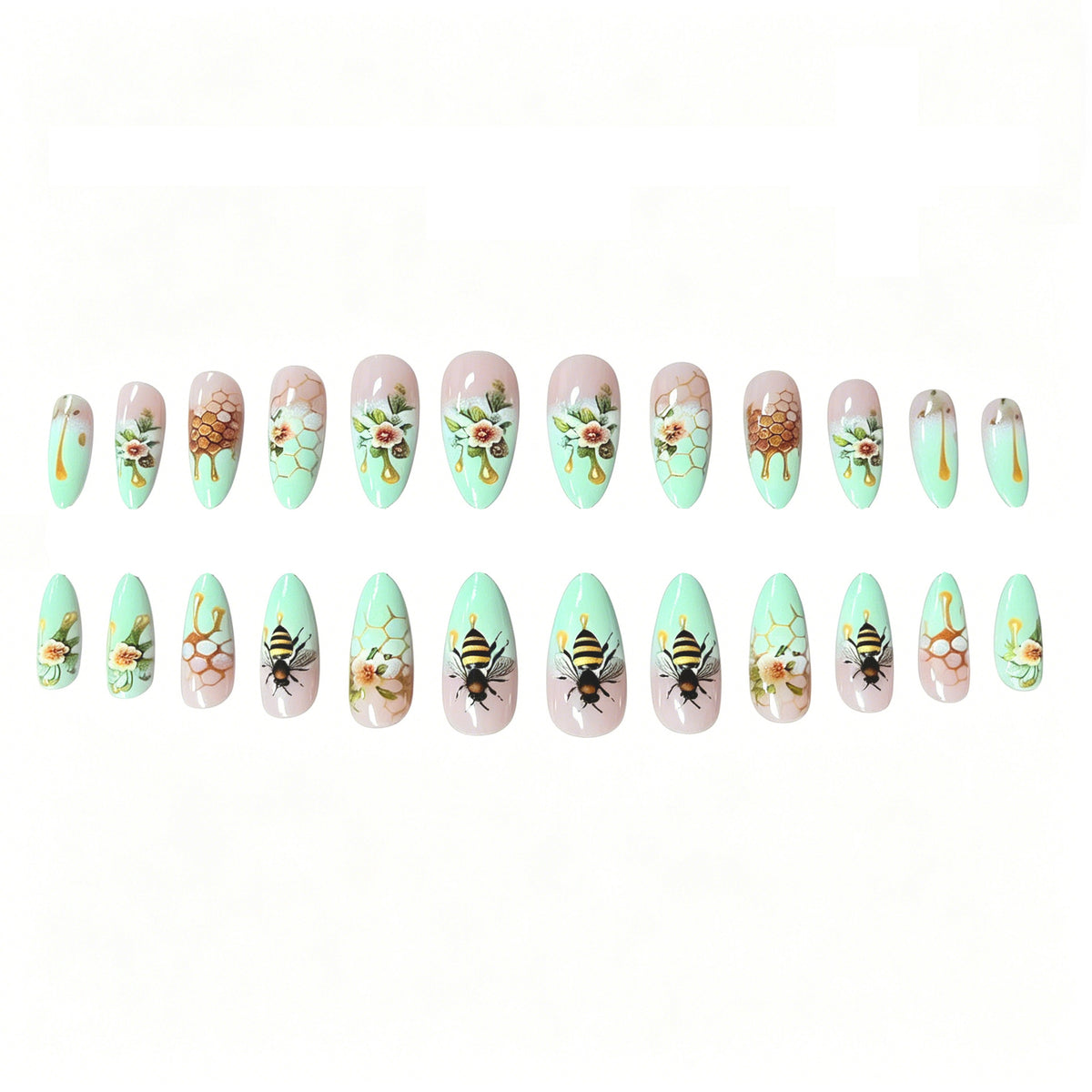 Honigwaben Floral Acryl Nagelkunst Brehn