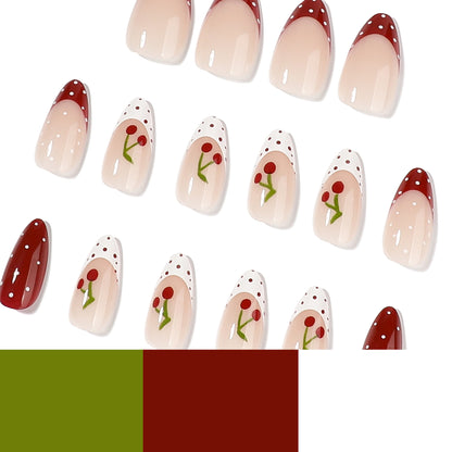 Kunstvolle Nagelverlängerungen mit fruchtigem Kirschdesign Brehn