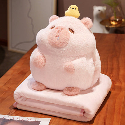 Niedliches Plüsch‑Schwein Kuschelset mit Fleece‑Decke