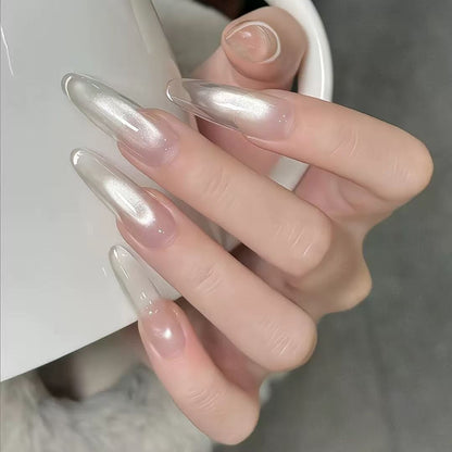 Stylische Lange Stiletto Glänzende Press-On Nägel Brehn