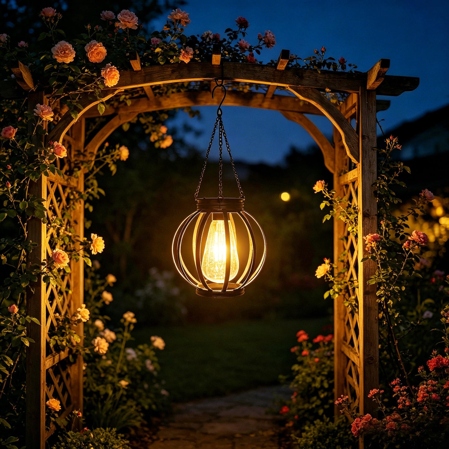 Outdoor Hängende Metallkäfig Pendelleuchte Mit Verstellbarer Kette Und Vintage Glühfaden LED Brehn