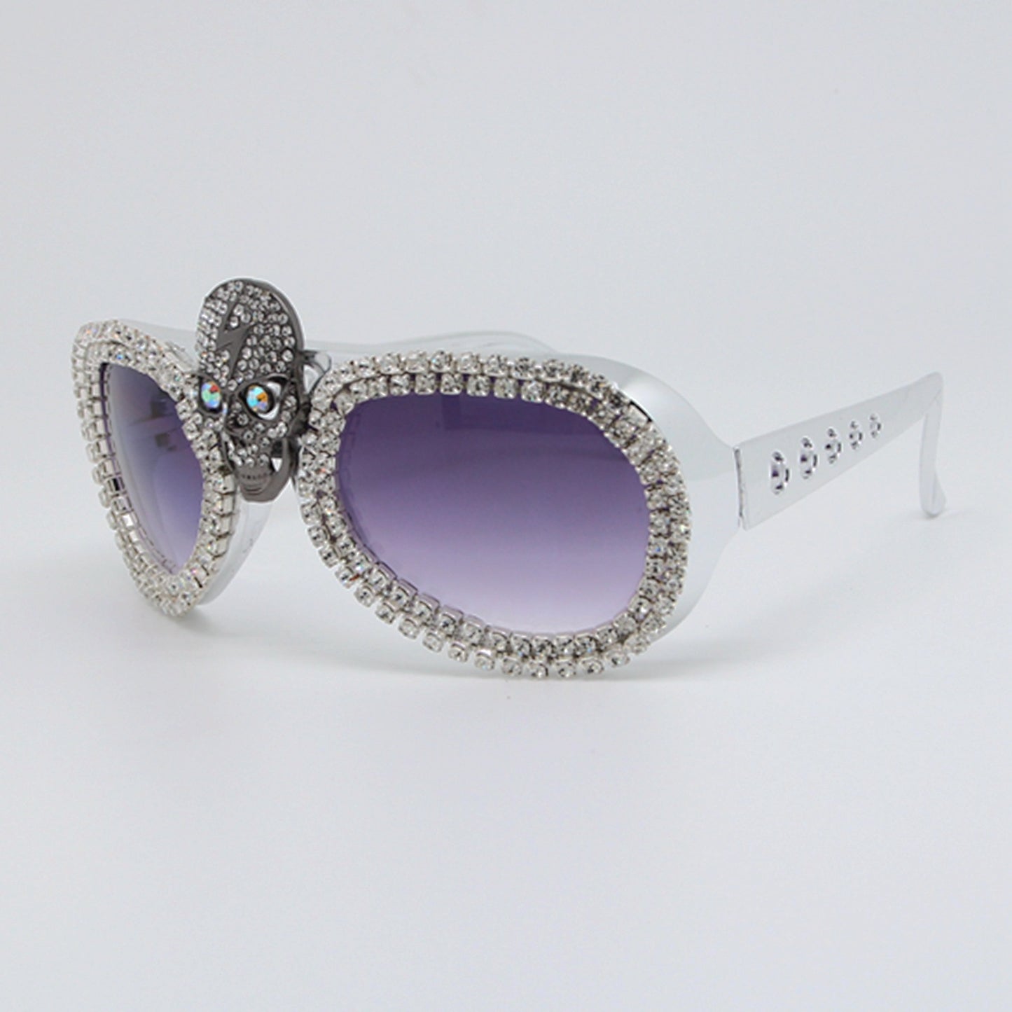 Damen Statement-Sonnenbrille mit außergewöhnlichem Totenkopf-Design und funkelndem Strassrahmen Brehn