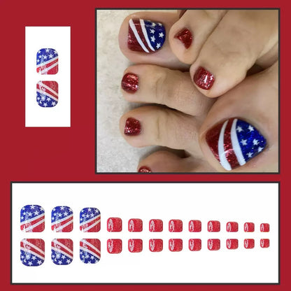 Fußnagelkunstset mit Kreativem Glitter-Design und Amerikanischem Motiv Brehn