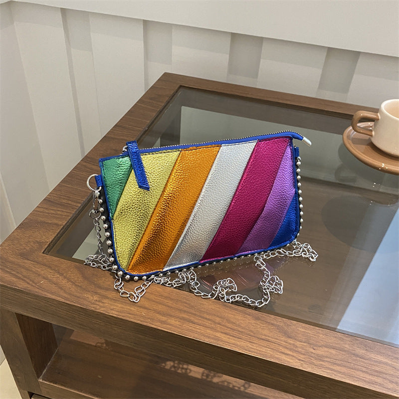Bunte Metallische Gestreifte Clutch Tasche