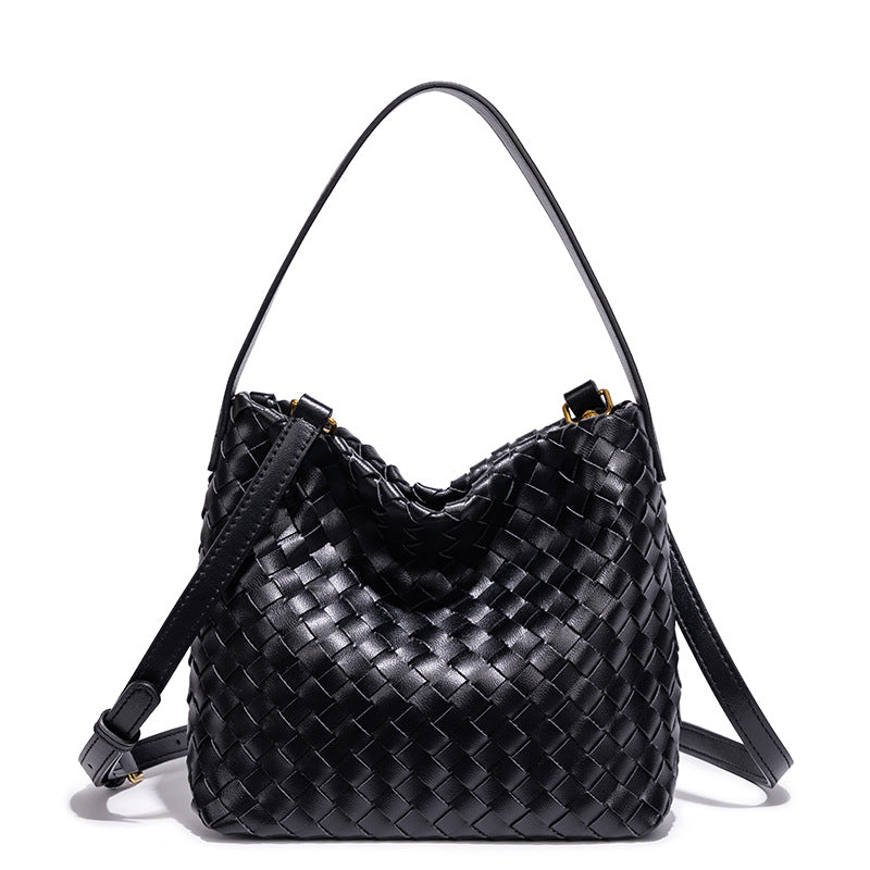 Elegante Geflochtene Leder Schultertasche Brehn