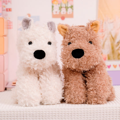 Fluffy Sitz Plüsch Hund Plüschspielzeug mit lockigem Kunstfell und knuddelbarer Bohnenfüllung Brehn