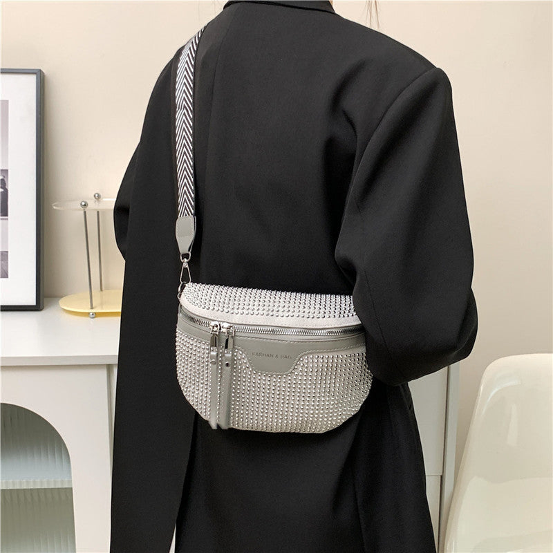 Stylische mit Strass verzierte Mini-Crossbody-Tasche Brehn