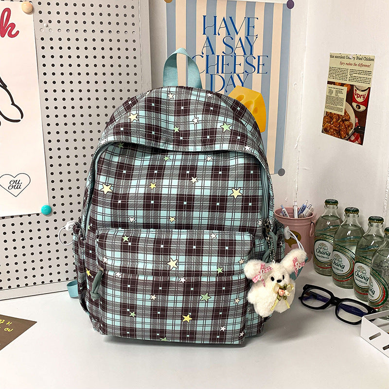 Stylischer Mehrfach-Taschen Karo Rucksack Brehn