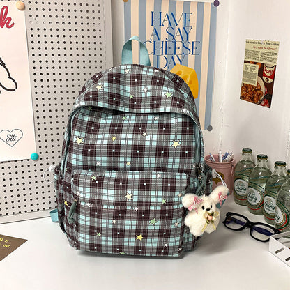 Stylischer Mehrfach-Taschen Karo Rucksack Brehn