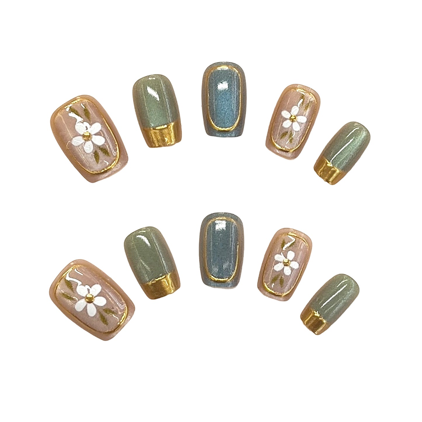 Floral Accent Press-On Nagel Kunst Set Brehn