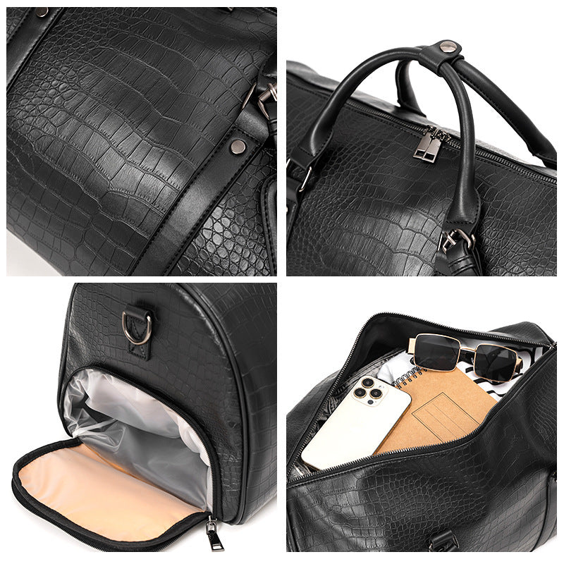 Elegante Reisetasche Im Luxuriösen Krokodil-Look Brehn