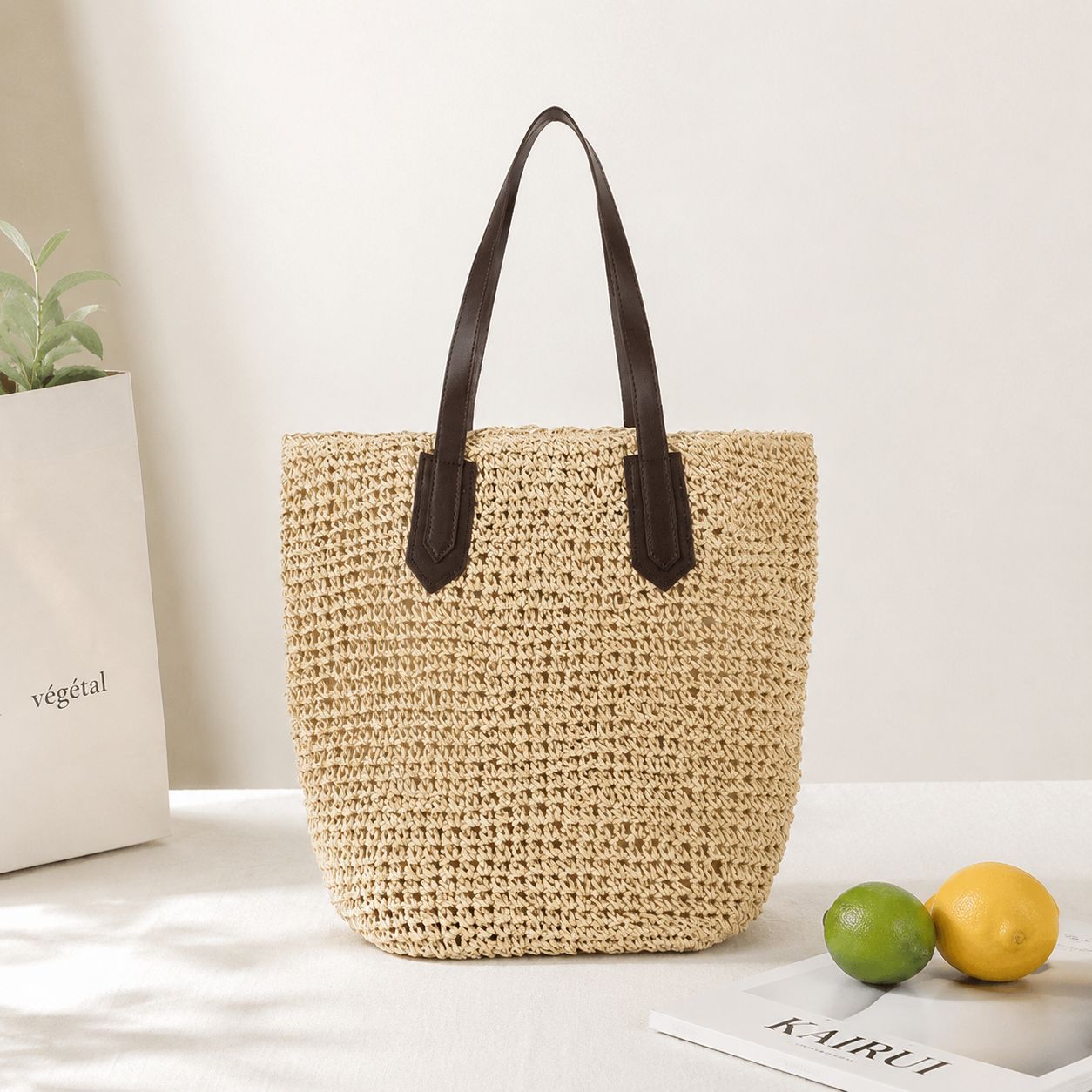 Strandtasche mit Robusten Ledergriffen Brehn