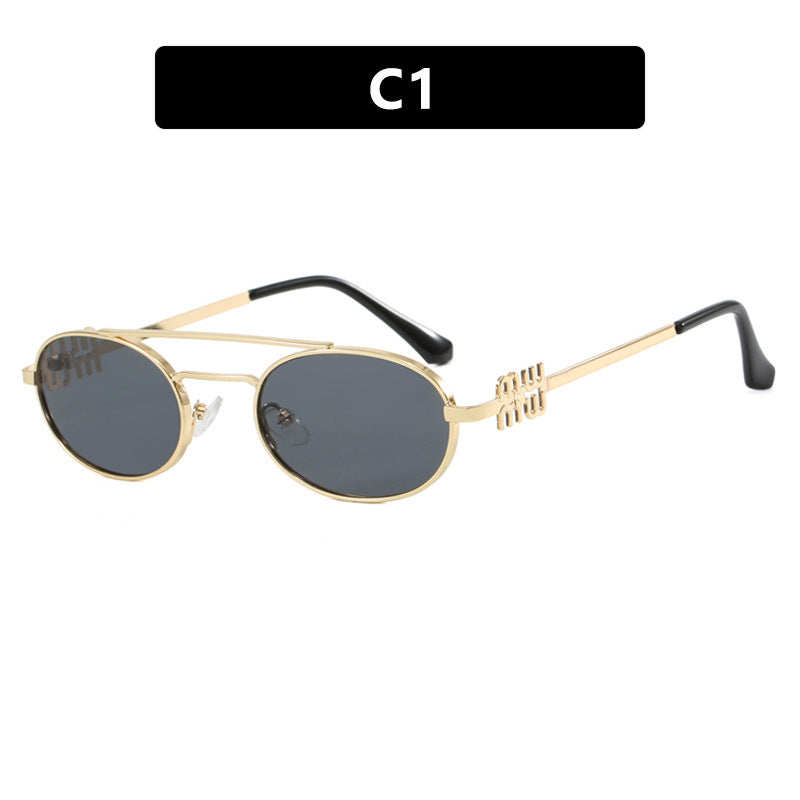 Damen elegante ovale Sonnenbrille mit luxuriösem Metallrahmen Brehn