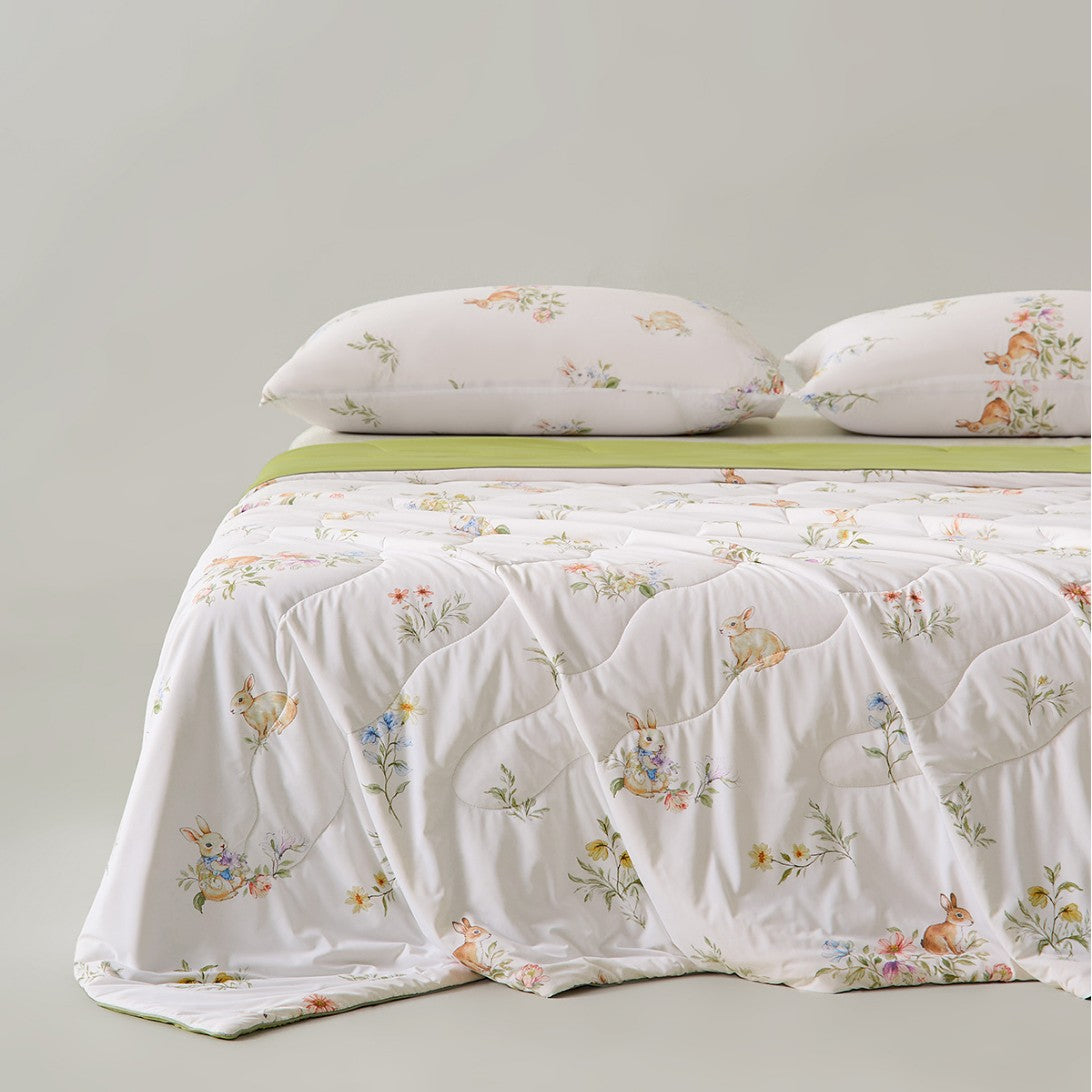 Florales Druck Wende-Bettüberwurf-Set