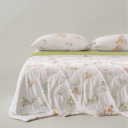 Florales Druck Wende-Bettüberwurf-Set