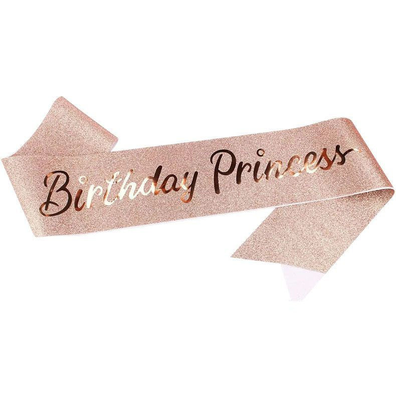 Damen Glitzernde Prinzessinnenkrone mit Birthday Princess Schärpe Brehn