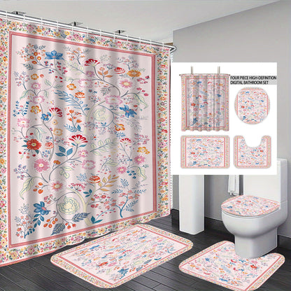 Digital Floral Print Badezimmer Set Brehn