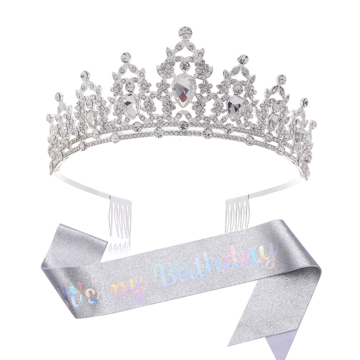 Damen Schwarz verzierte Tiara mit edlem Design Brehn