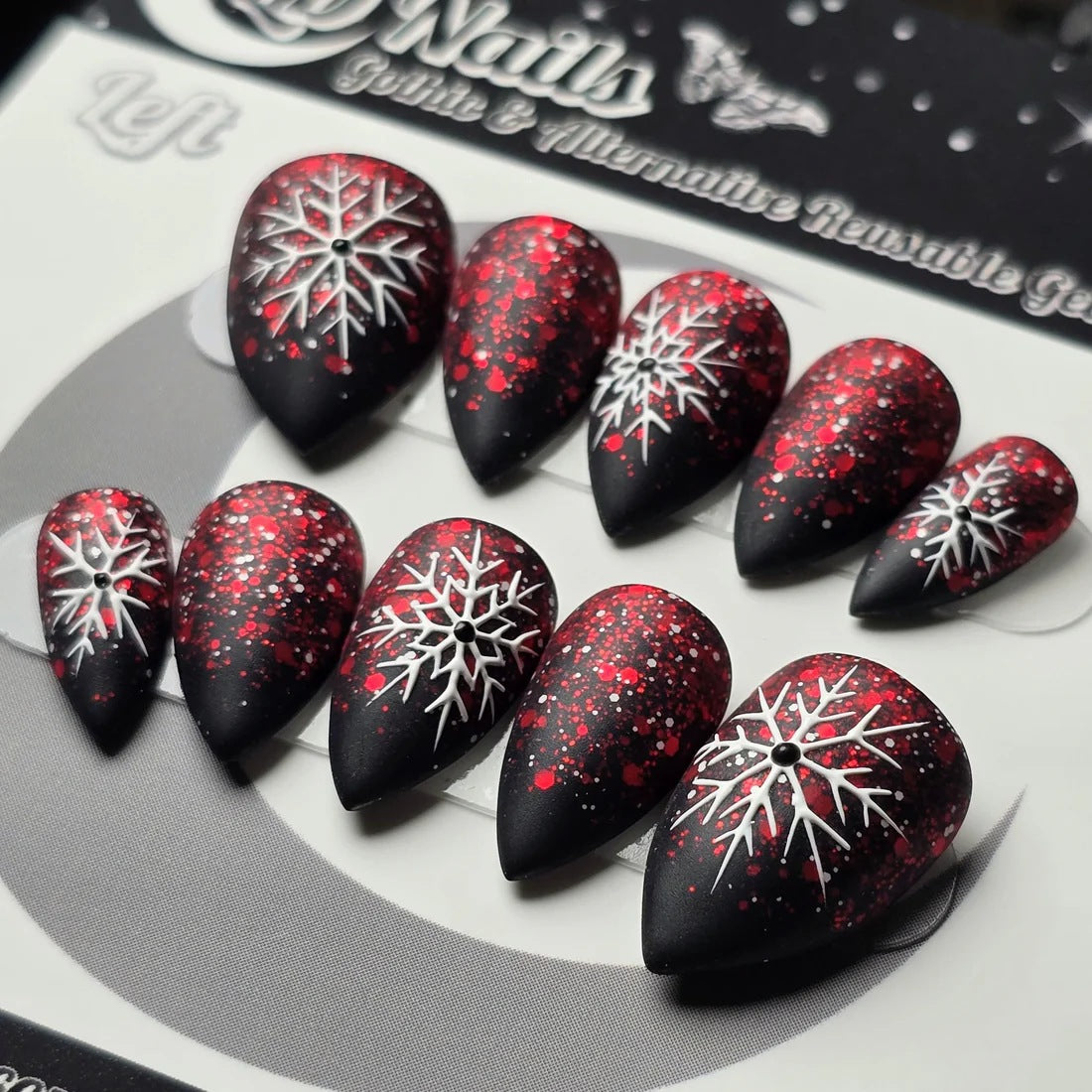 Künstliche Winter-Nägel mit Schneeflocken-Muster Brehn