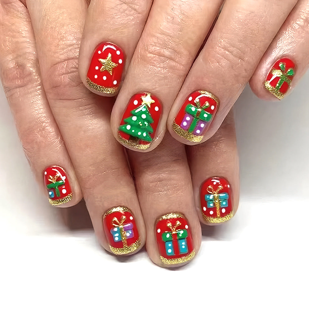 Festliche Weihnachtsmotiv Press-On Nagelkunst Brehn
