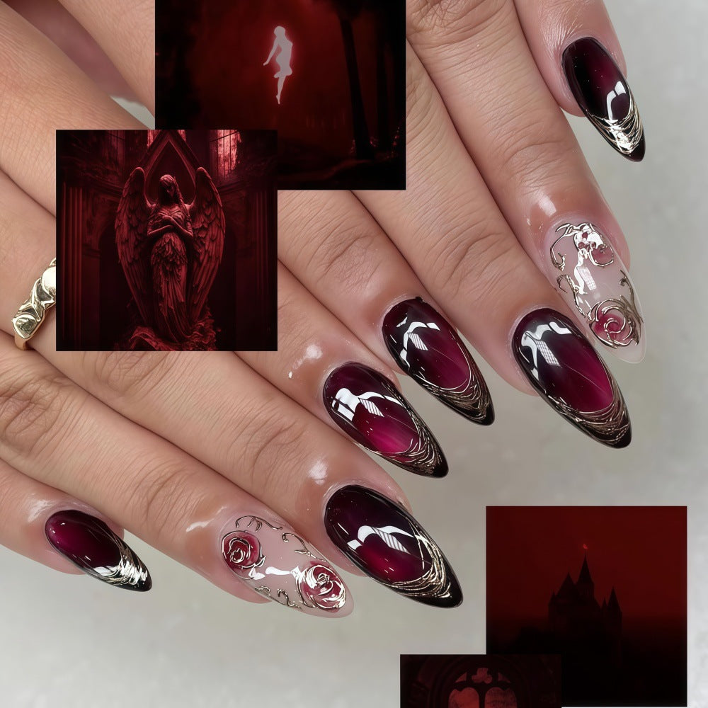 Kunstnägel Set mit eleganten Ombre- und Rosenmotiven Brehn